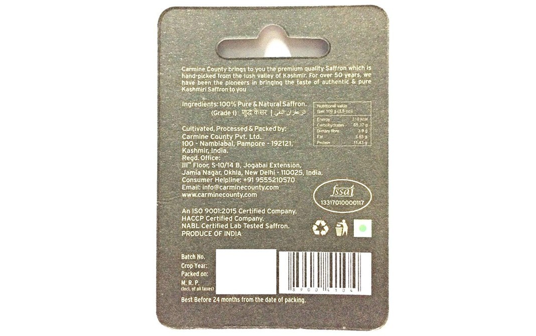 Carmine County Saffron    Pack  0.5 grams